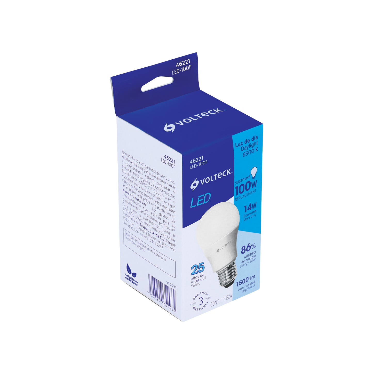 Foco LED 14W A19 6500K blanca fría 1500 lm