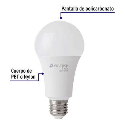 Pack de 4 focos LED 16W A22 6500K blanca fría 1550 lm BASIC