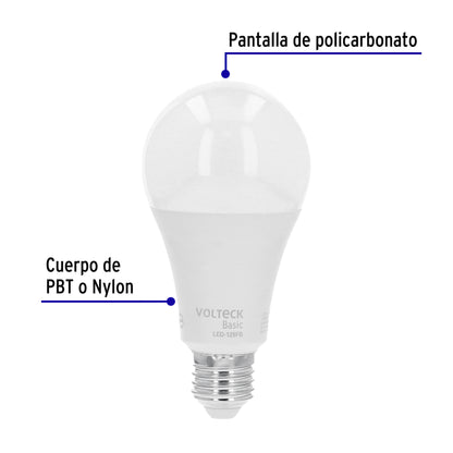 Foco LED 16W A22 6500K blanca fría 1550 lm BASIC