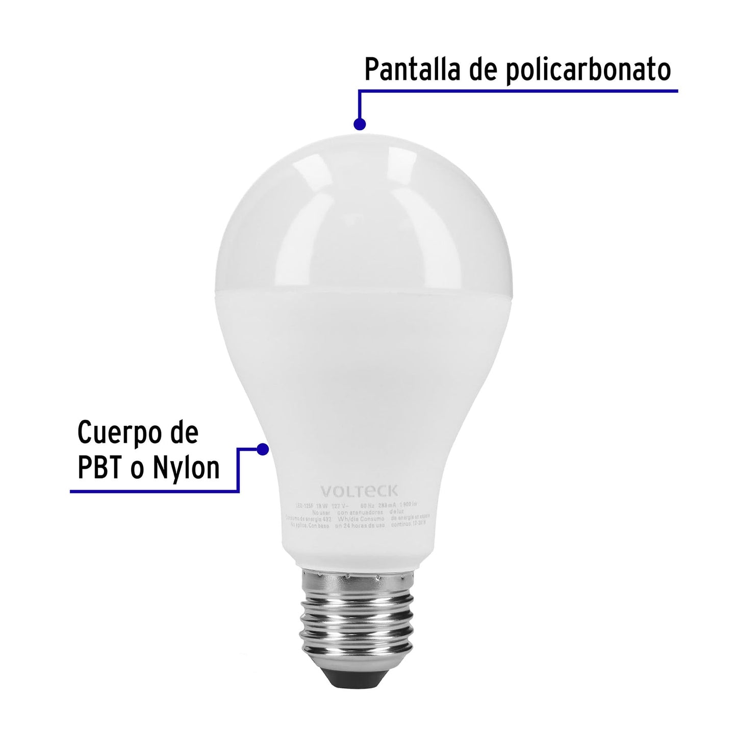 Pack de 4 focos LED 18W A25 6500K blanca fría 1900 lm