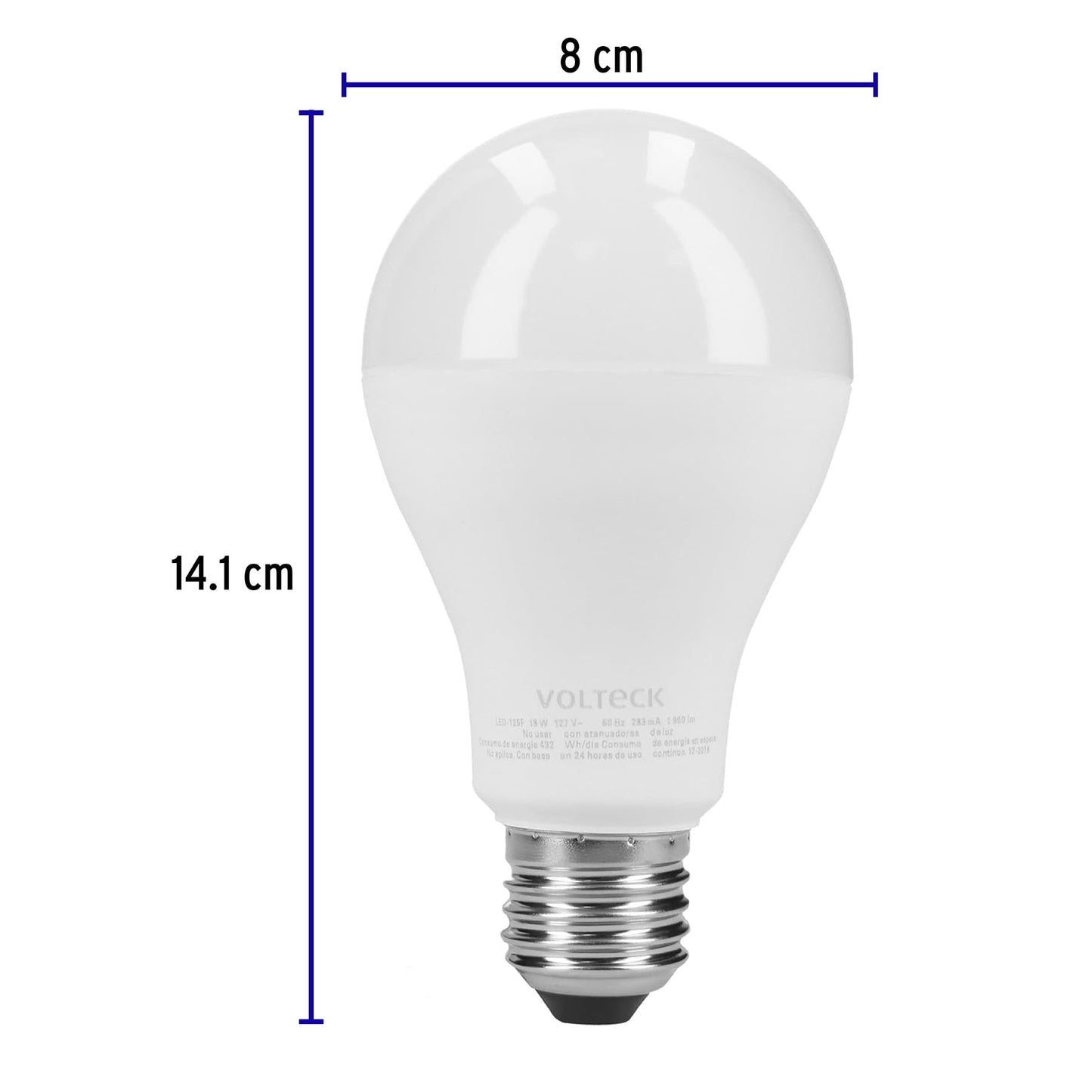 Pack de 4 focos LED 18W A25 6500K blanca fría 1900 lm
