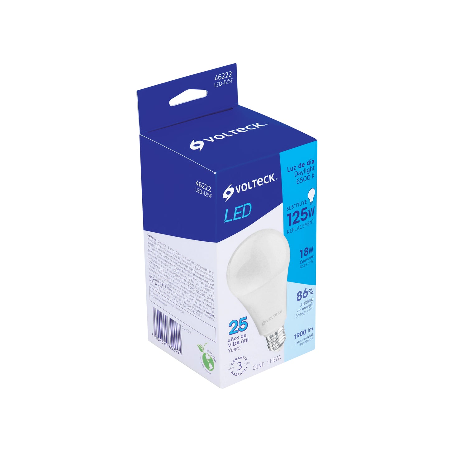 Foco LED 18W A25 6500K blanca fría 1900 lm