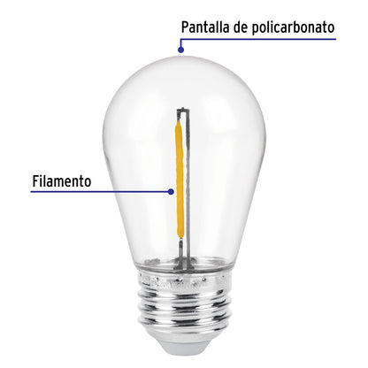 Foco LED de filamento de 1W con luz ámbar