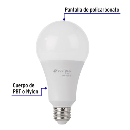 Foco LED 18W A25 6500K blanca fría 1800 lm BASIC