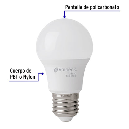 Foco LED 6W A19 6500K blanca fría 570 lm BASIC