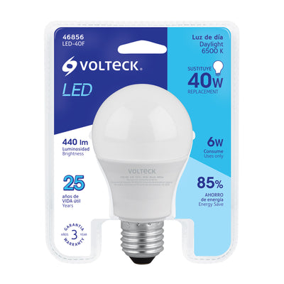 Foco LED 6W A19 6500K blanca fría 440 lm