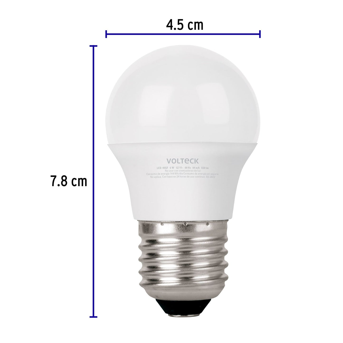 Foco LED 6W G45 6500K blanca fría 550 lm