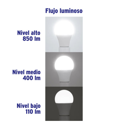 Foco LED 8W A19 6500K con 3 niveles de luminosidad