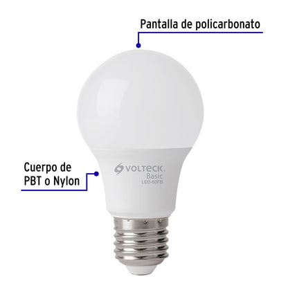 Pack de 4 focos LED 8W A19 6500K blanca fría 790 lm BASIC