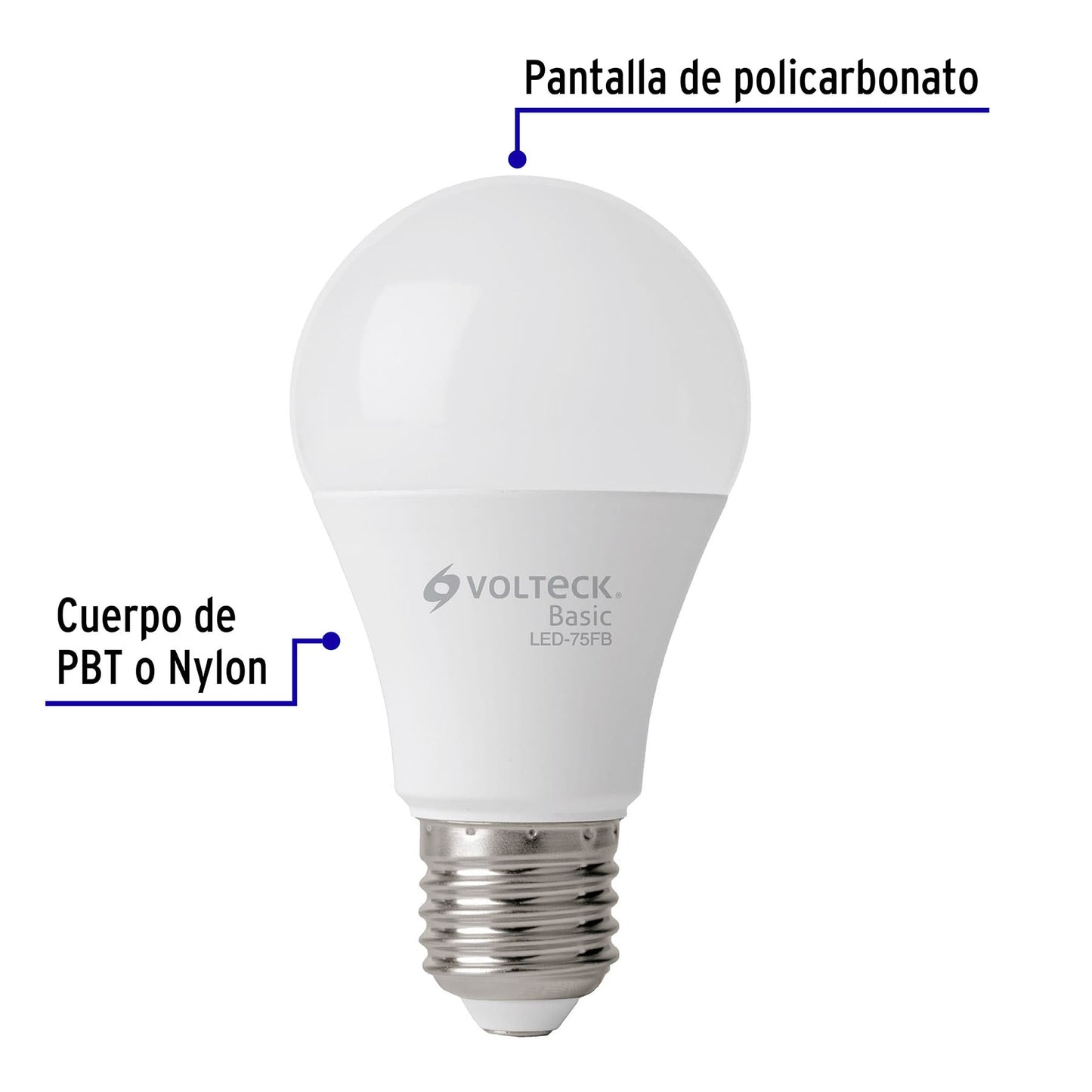 Pack de 4 focos LED 10W A19 6500K blanca fría 950 lm BASIC