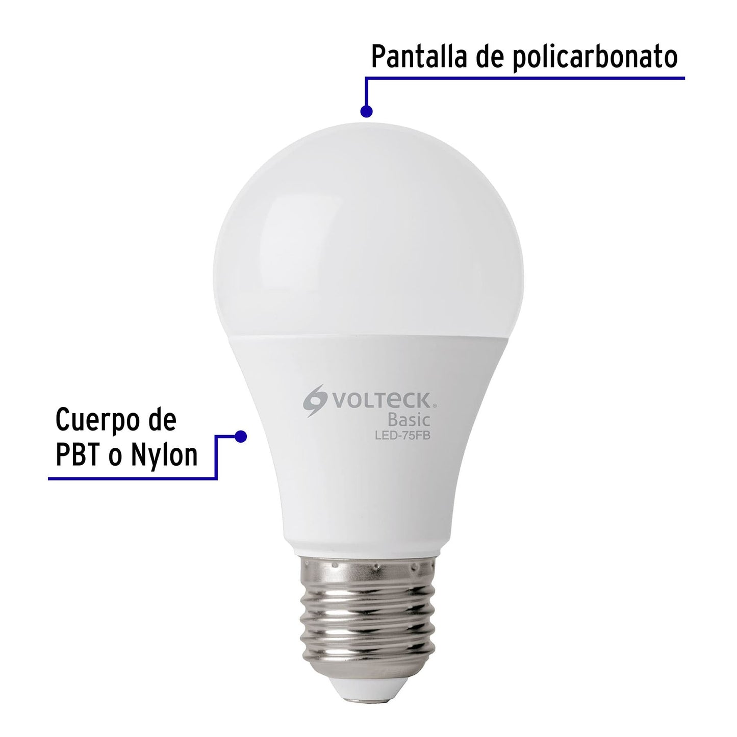 Foco LED 10W A19 6500K blanca fría 950 lm BASIC
