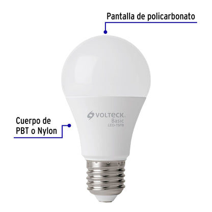 Foco LED 10W A19 6500K blanca fría 950 lm BASIC