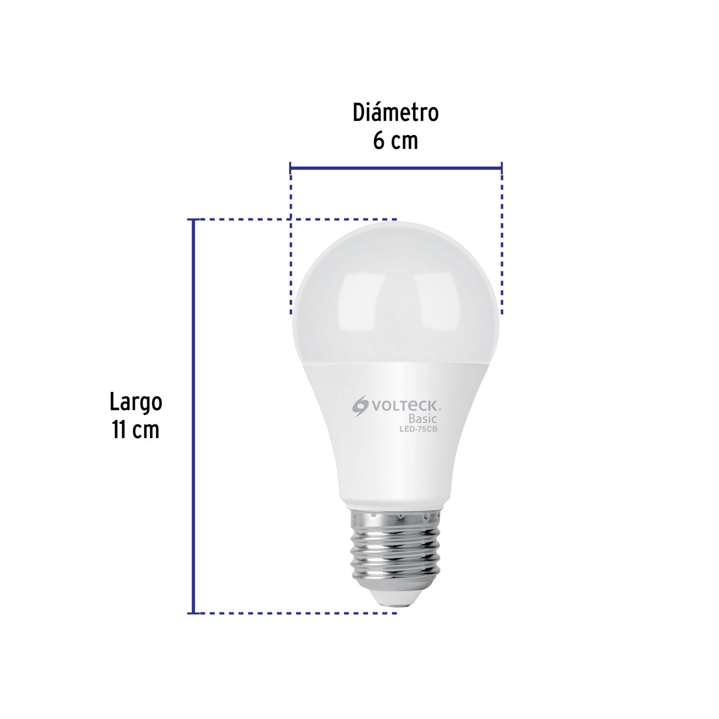 Foco LED 10W A19 6500K blanca fría 950 lm BASIC