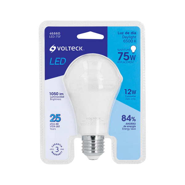 Foco LED 12W A19 6500K blanca fría 1050 lm