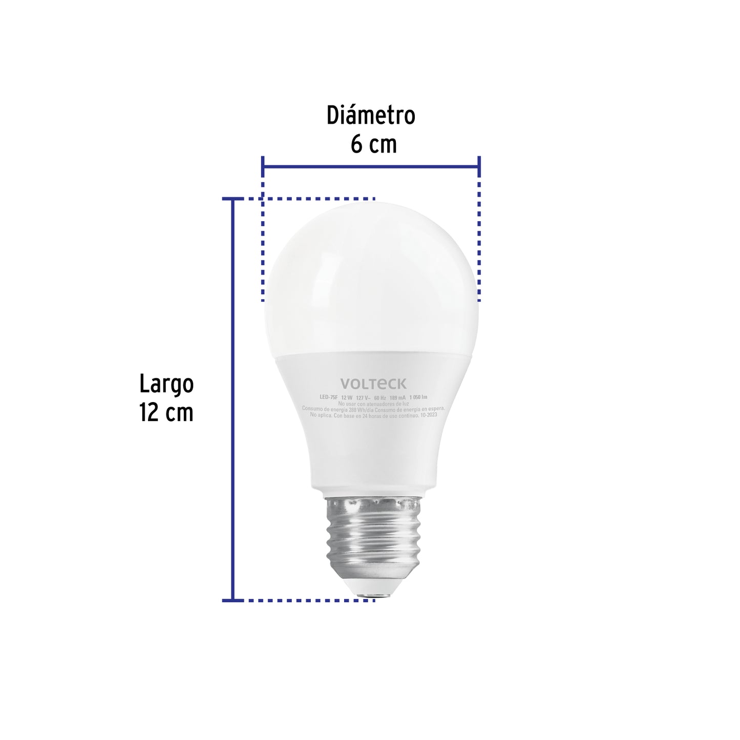 Foco LED 12W A19 6500K blanca fría 1050 lm