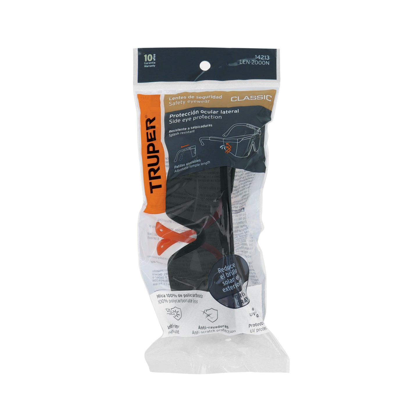 Lentes de seguridad ajustables grises TRUPER Classic (LEN-2000N)
