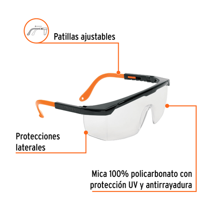 Lentes de seguridad ajustables transparentes TRUPER Classic (LEN-2000)