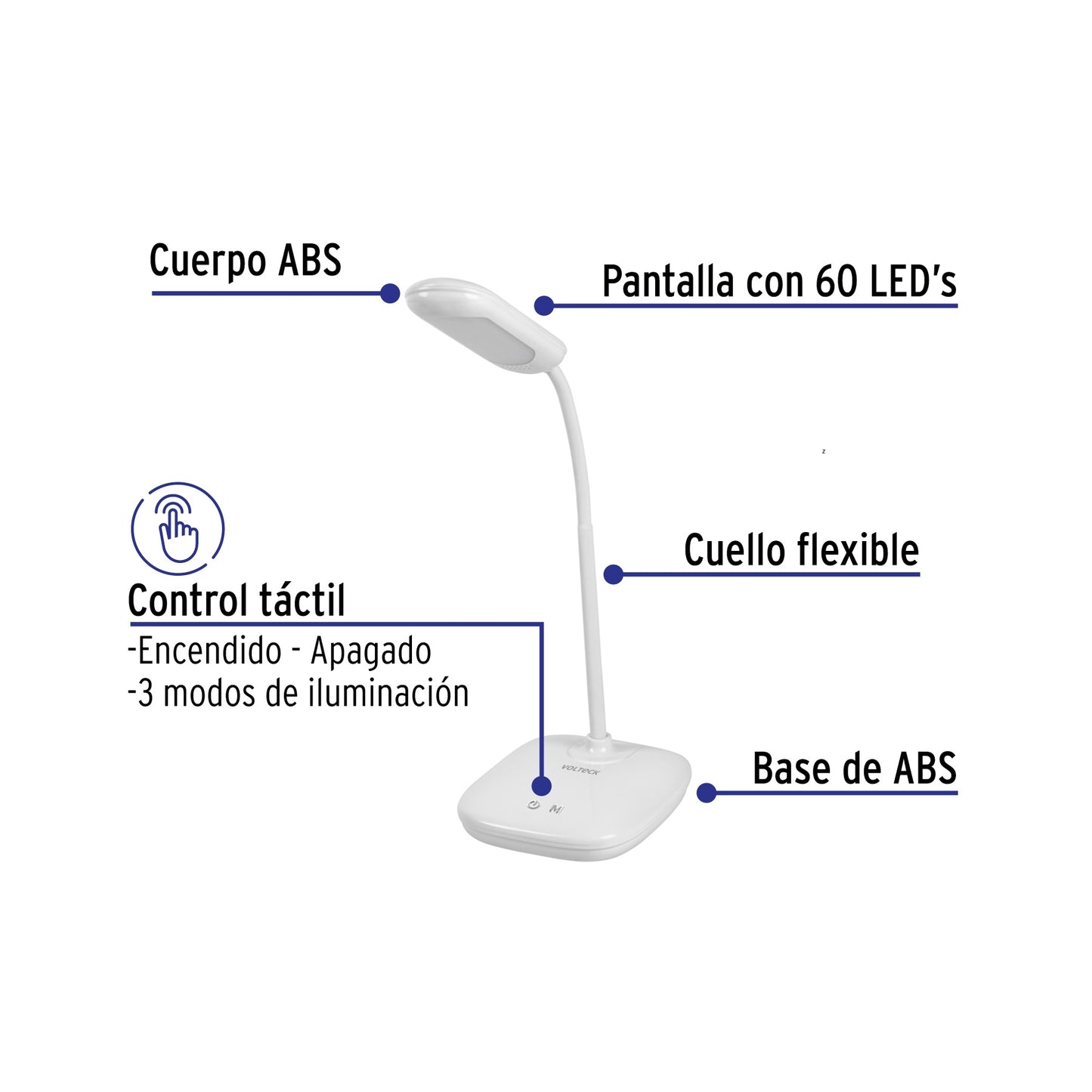 Lámpara LED de 5 W con cuello flexible para escritorio