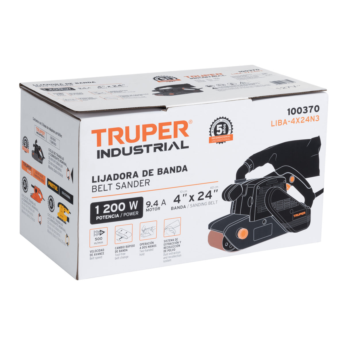Lijadora de banda 4 x 24 pulg 1200W - SKU 100370