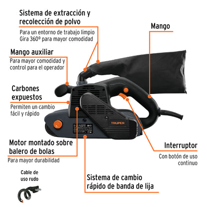 Lijadora de banda 4 x 24 pulg 1200W - SKU 100370