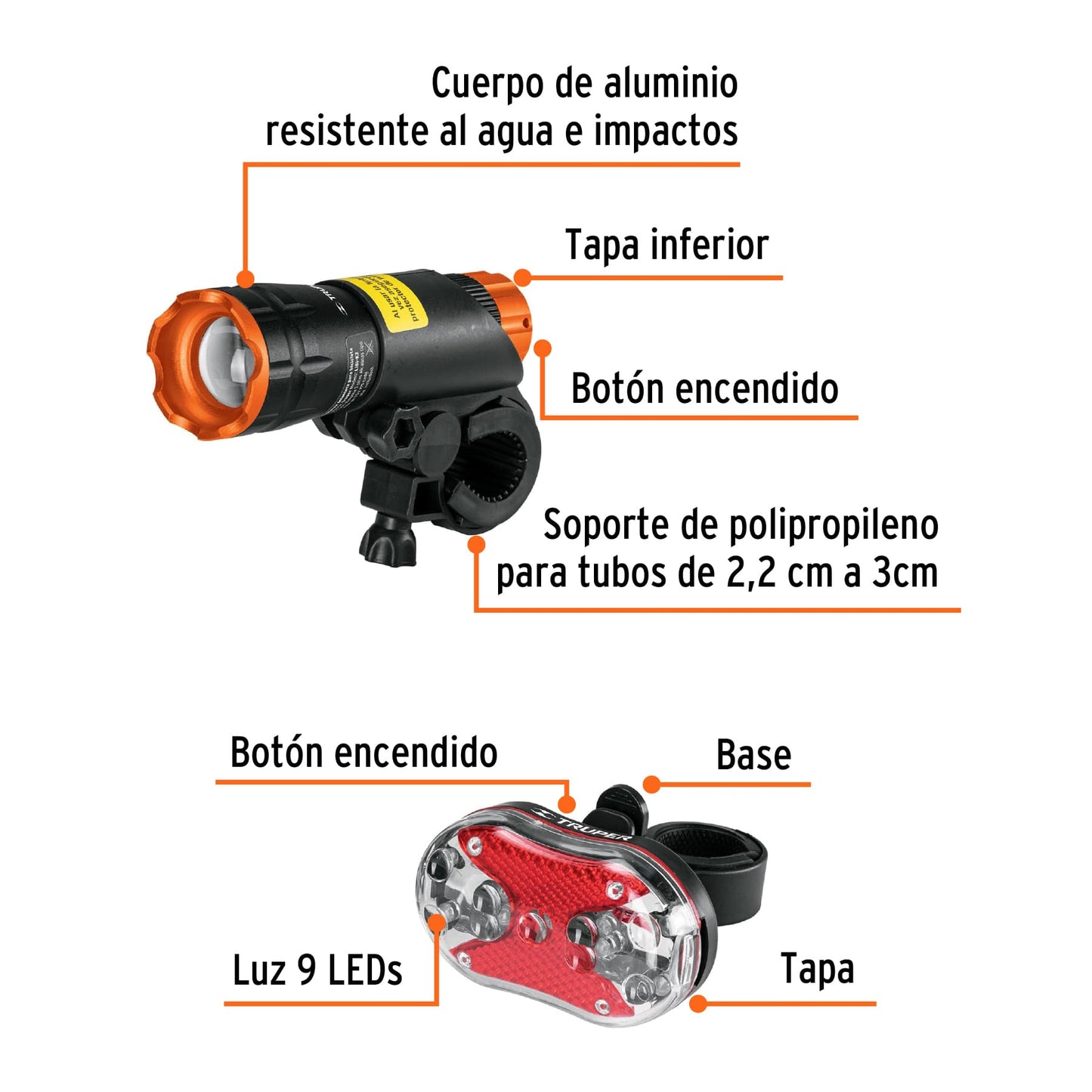 Juego de linternas LED para bicicleta