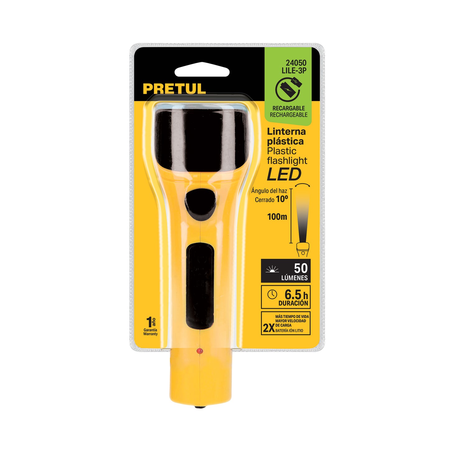 Linterna plástica LED 50 lm recargable