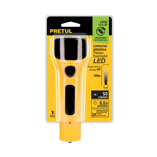 Linterna plástica LED 50 lm recargable