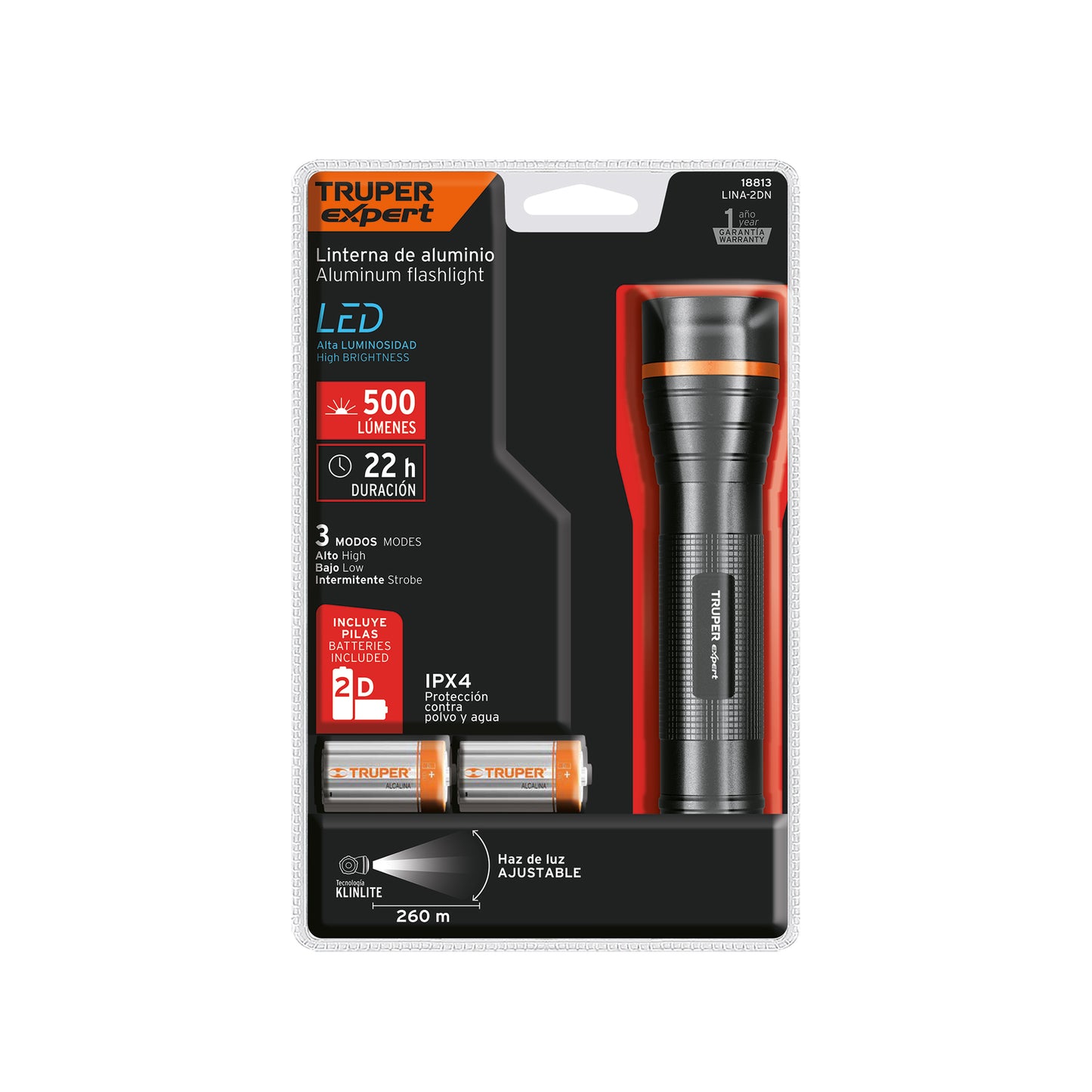Linterna de aluminio LED Cree 500 lm