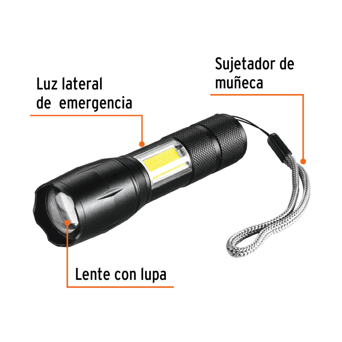 Linterna de 1 LED 270 lm con luz de emergencia, recargable · vista 2