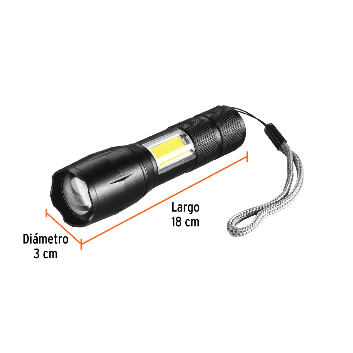 Linterna de 1 LED 270 lm con luz de emergencia, recargable · vista 3