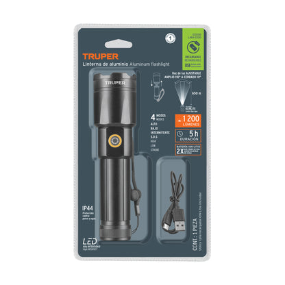 Linterna LED recargable, de aluminio, 1,200 lm · vista 7