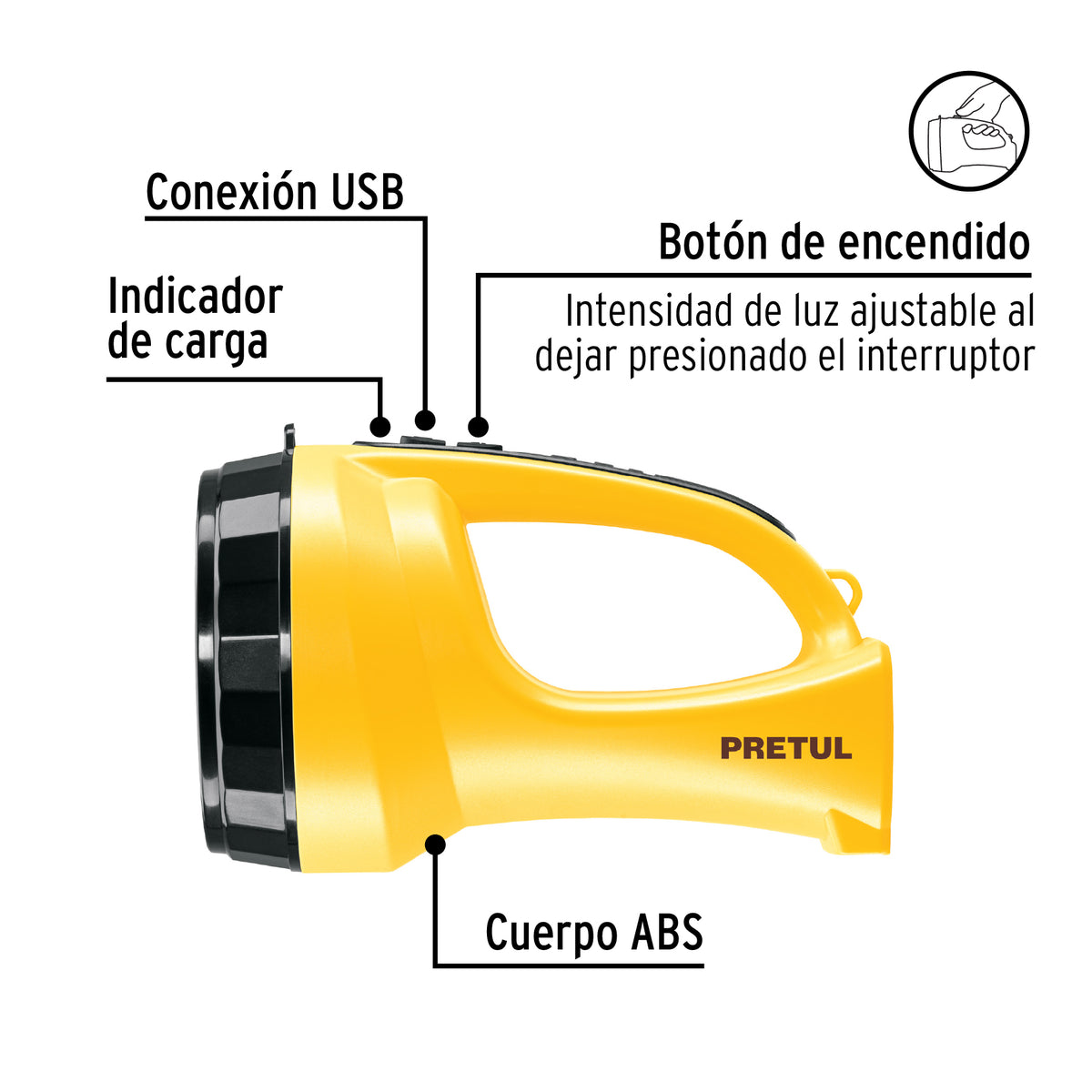Linterna reflectora LED 260 lm recargable