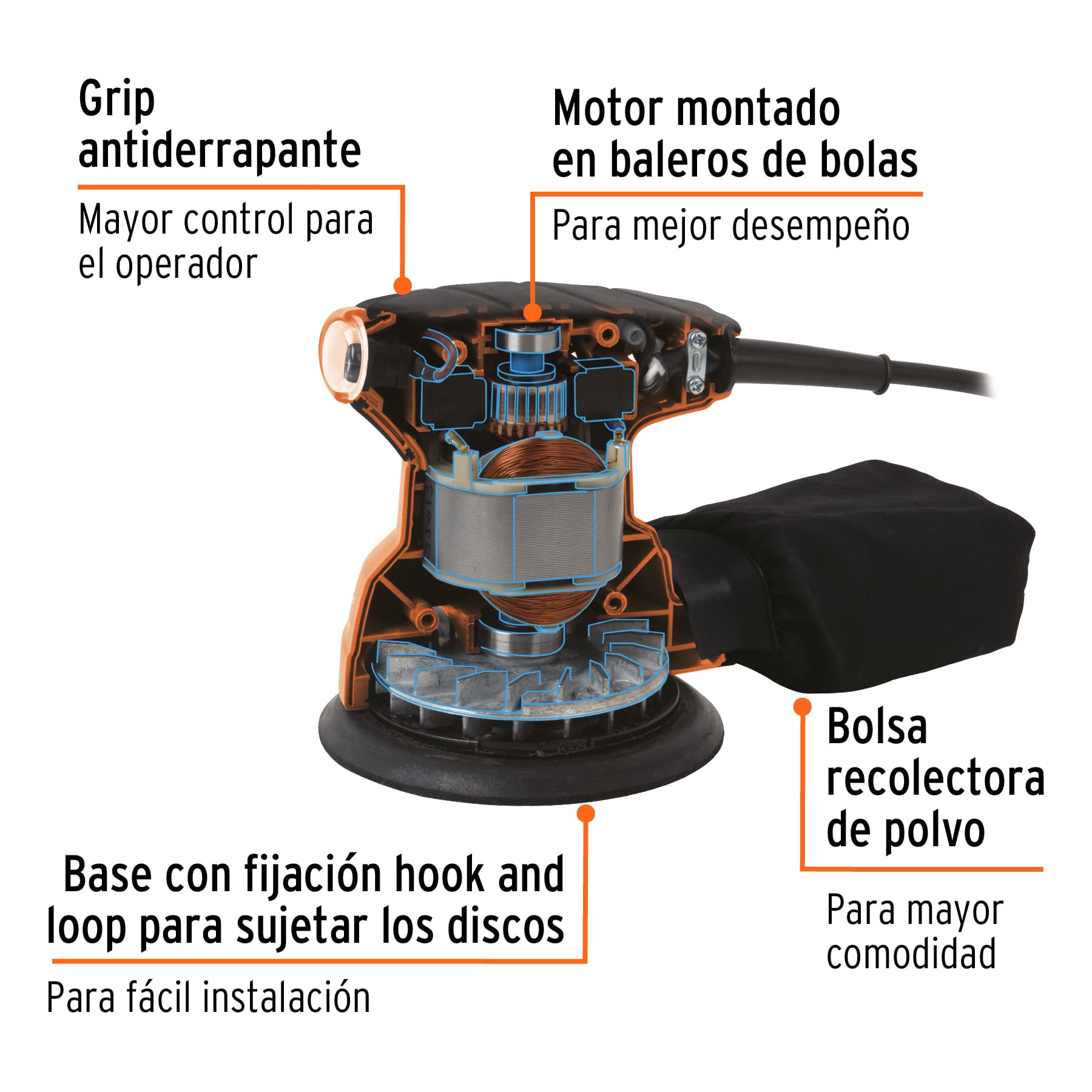 Lijadora roto orbital 5 pulg 260W - SKU 15398