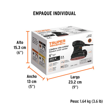 Lijadora roto orbital 5", 260W, TRUPER INDUSTRIAL · vista 5