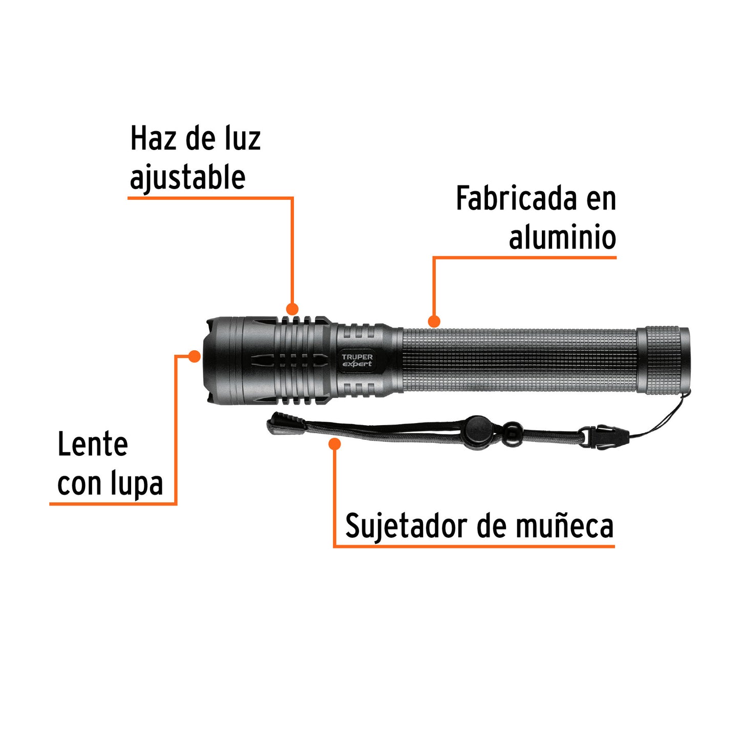 Linterna de aluminio LED 2000 lm recargable