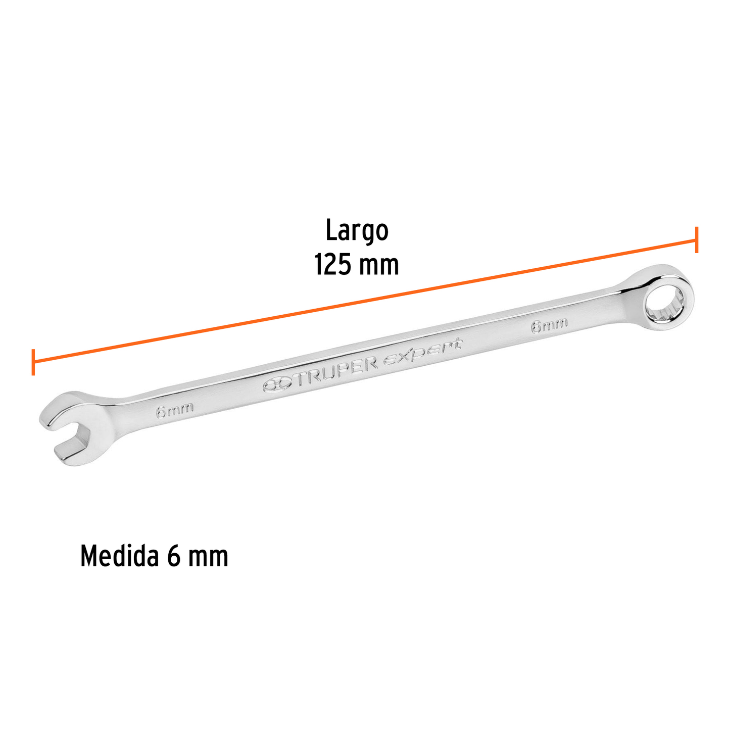 Llave combinada extralarga 6 mm con muesca hexagonal