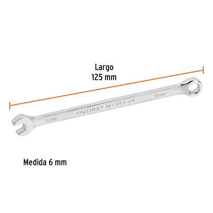Llave combinada extralarga 6 mm con muesca hexagonal