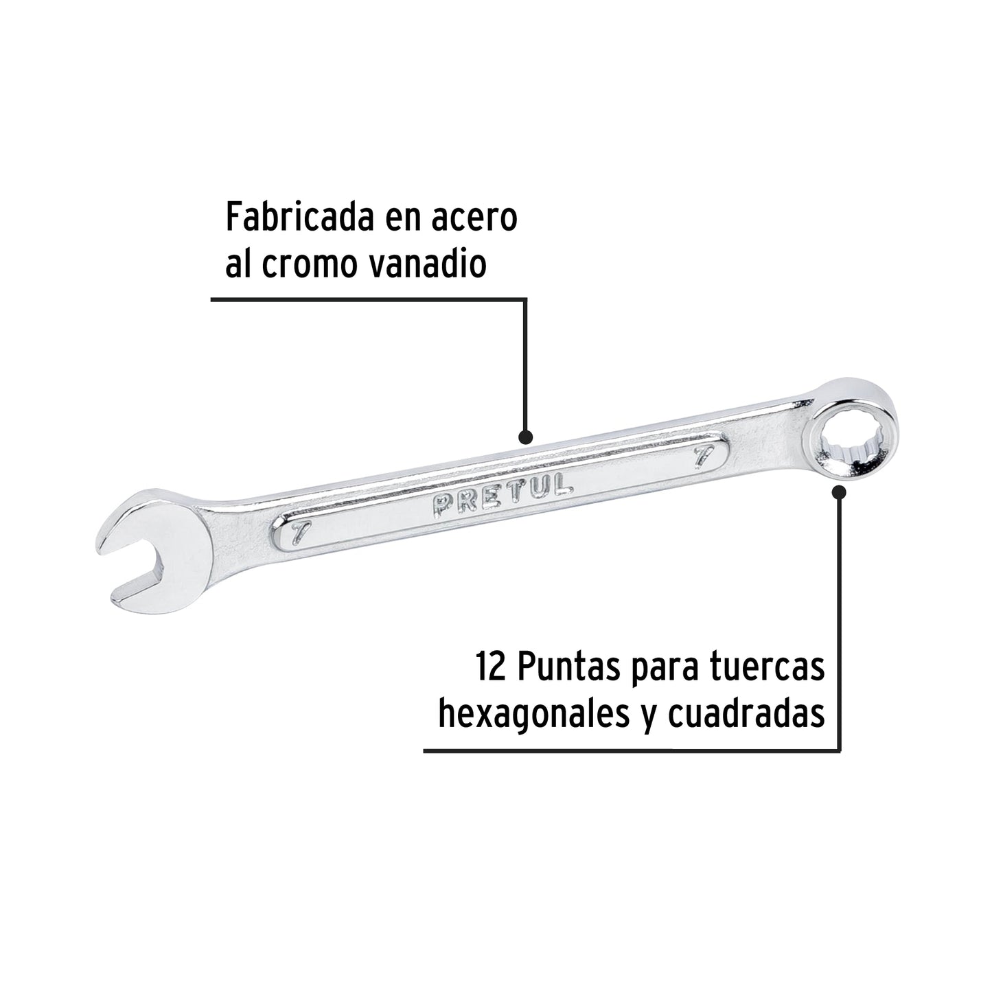 Llave combinada 7 mm con 12 puntas