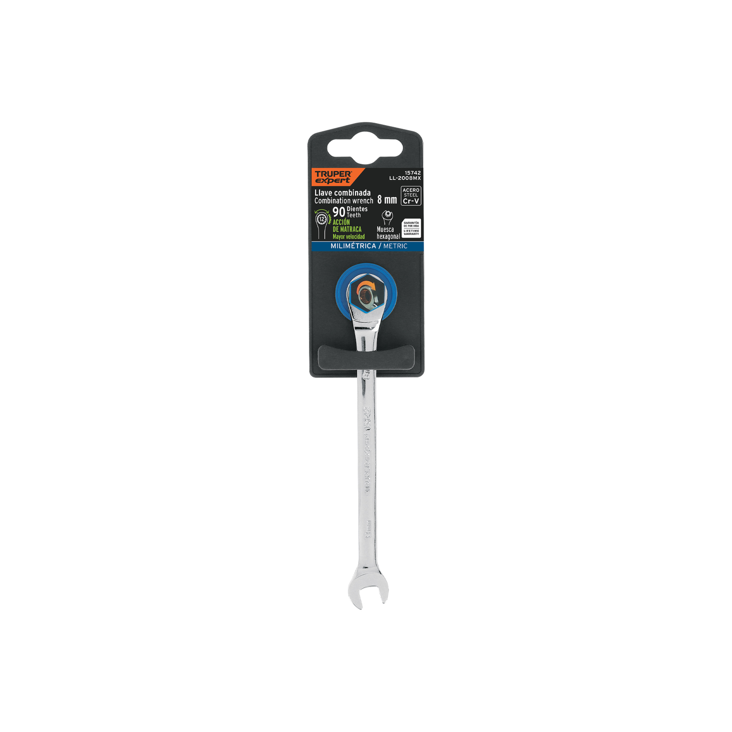 Llave combinada con matraca 8 mm