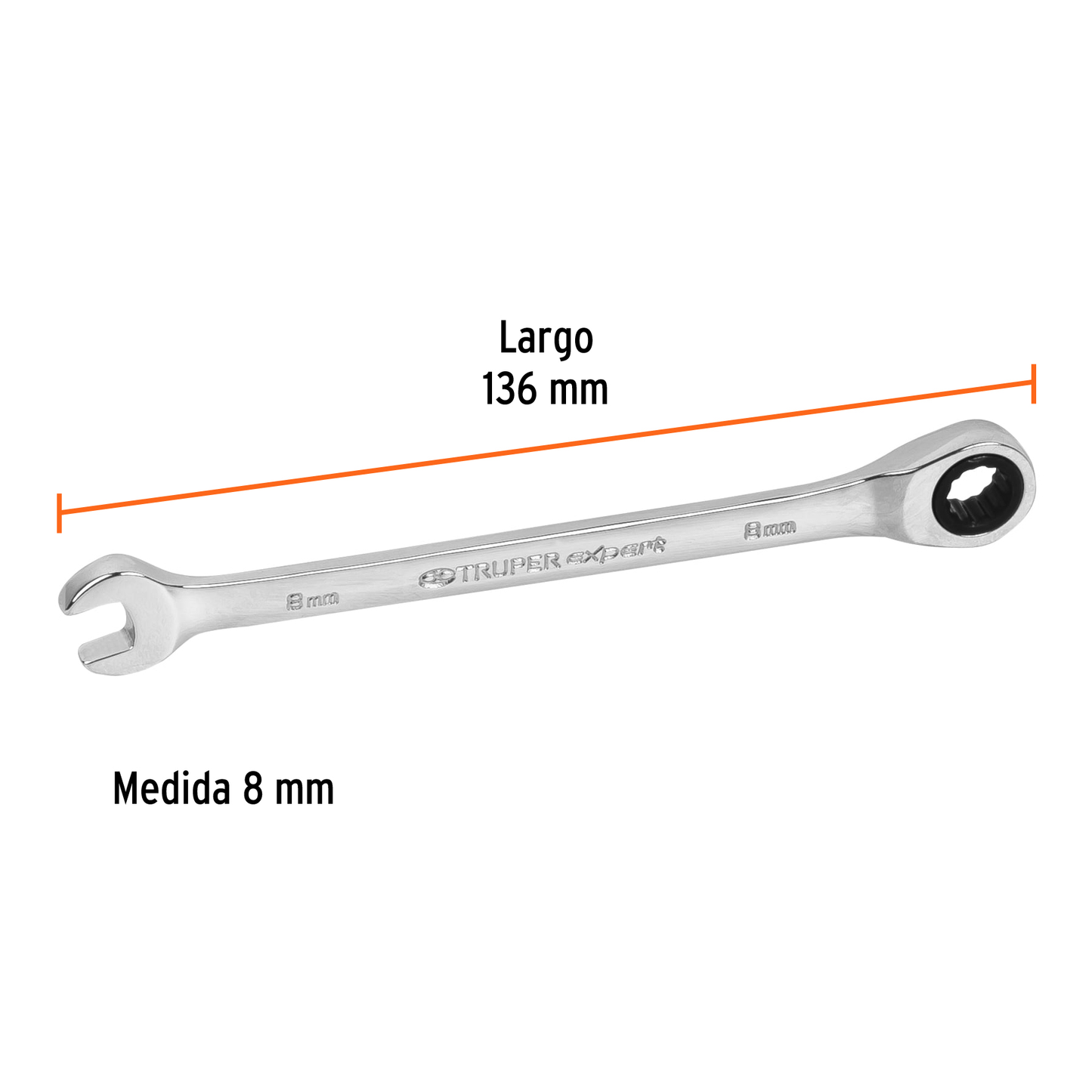Llave combinada con matraca 8 mm