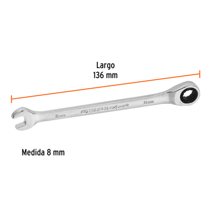 Llave combinada con matraca 8 mm