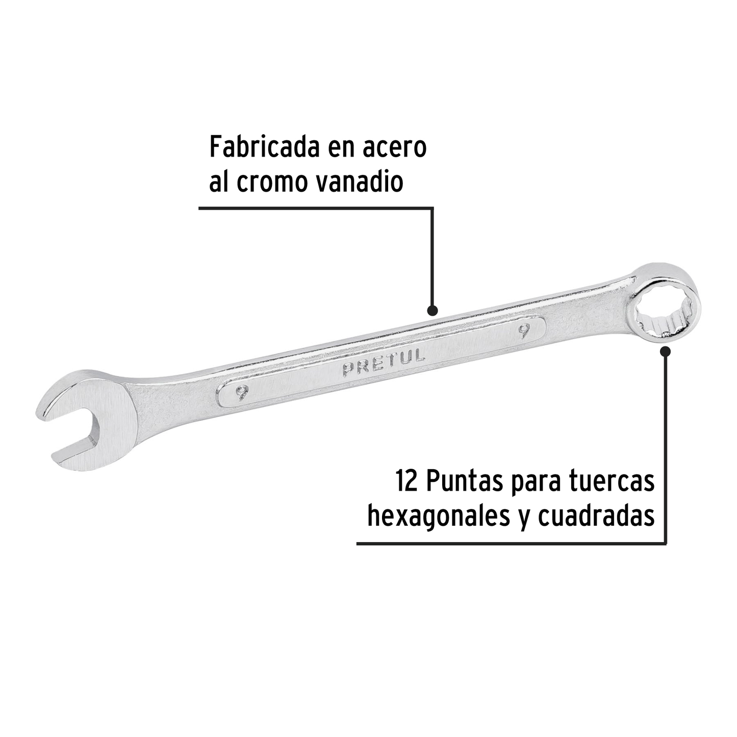 Llave combinada 9 mm con 12 puntas