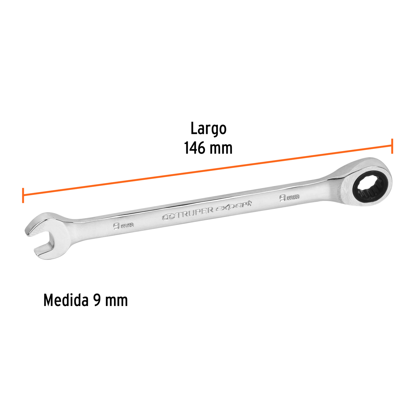 Llave combinada con matraca 9 mm