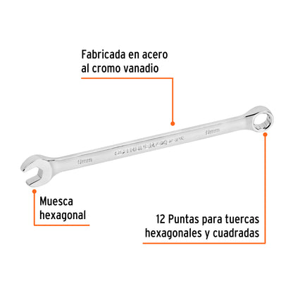 Llave combinada extralarga 9 mm con muesca hexagonal