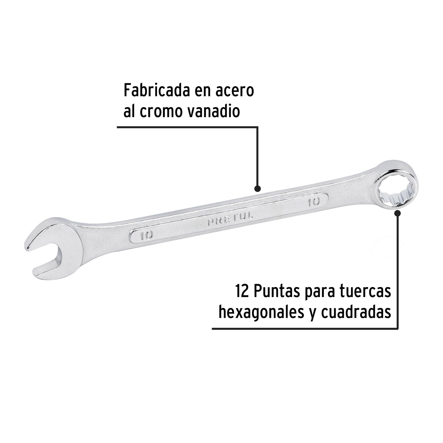 Llave combinada 10 mm con 12 puntas