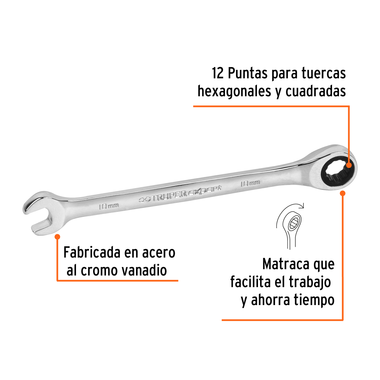 Llave combinada con matraca 10 mm