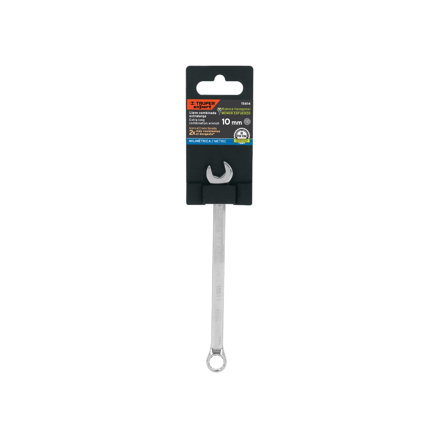 Llave combinada extralarga 10 mm con muesca hexagonal