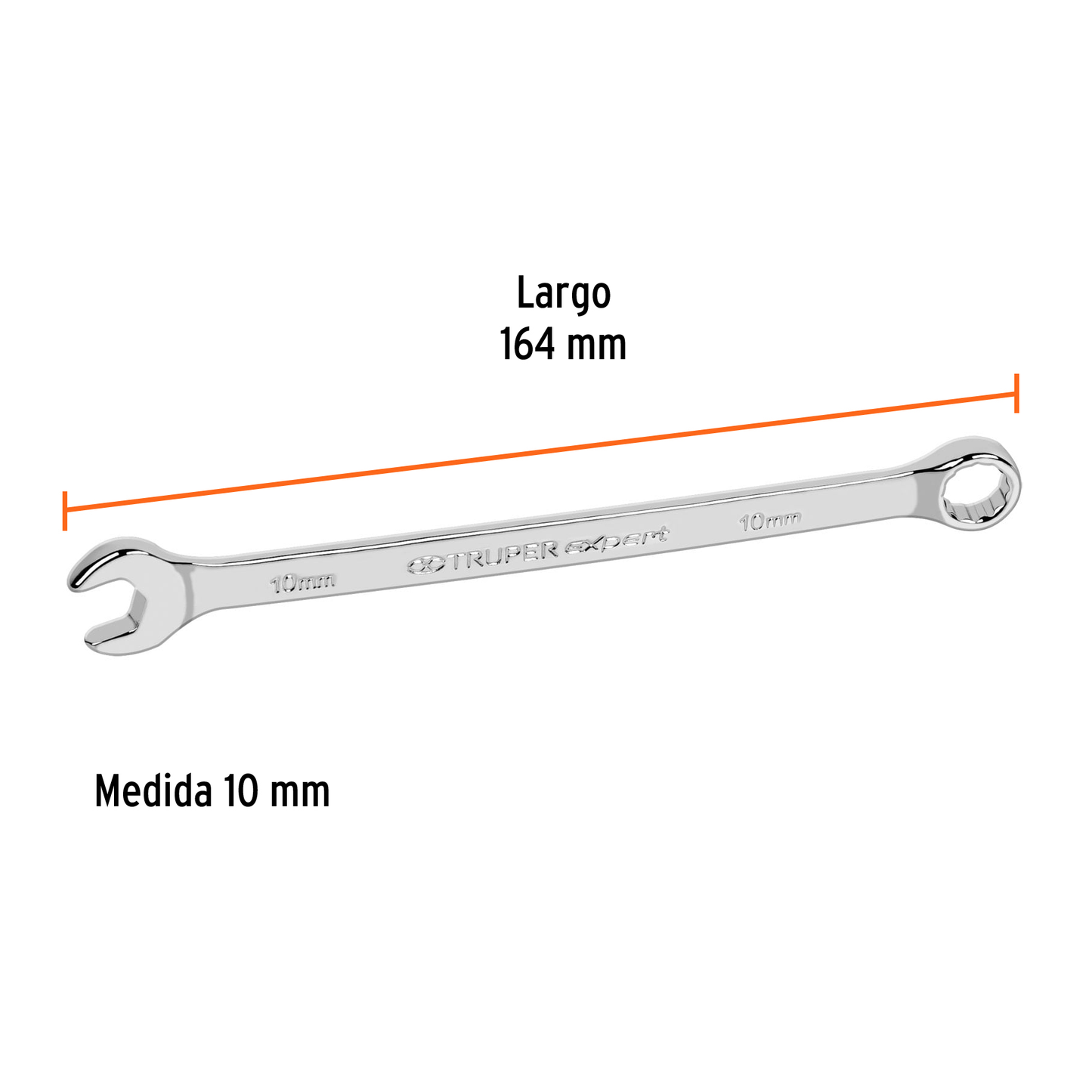 Llave combinada extralarga 10 mm con muesca hexagonal