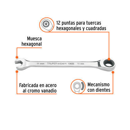 Llave combinada con matraca 11 mm
