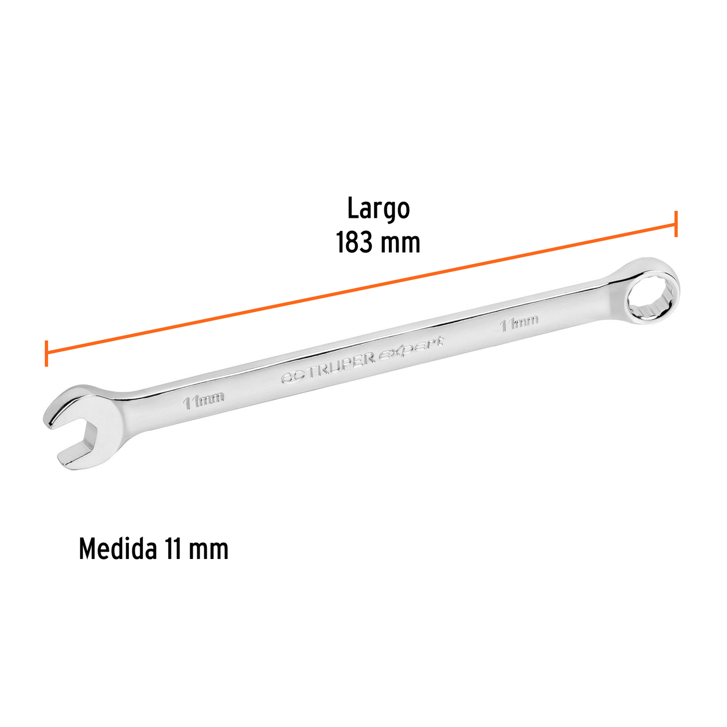 Llave combinada extralarga 11 mm con muesca hexagonal